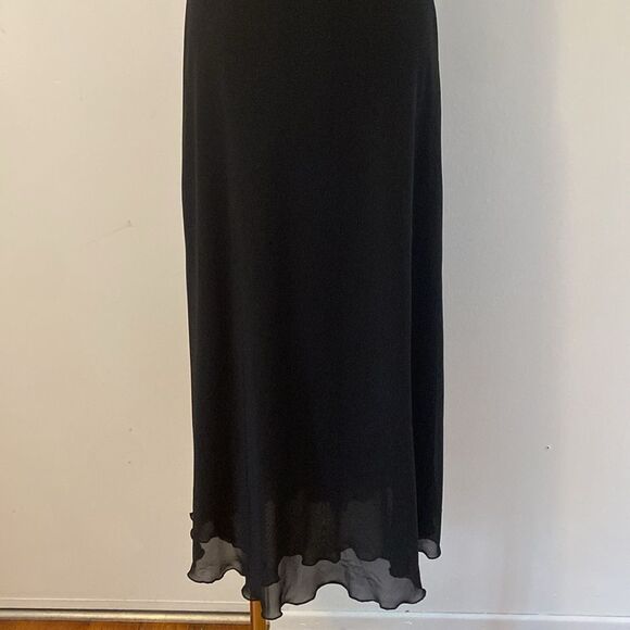 Vintage Black Lace Slip Dress with Double Thigh Splits Size Small - Picture 9 of 14